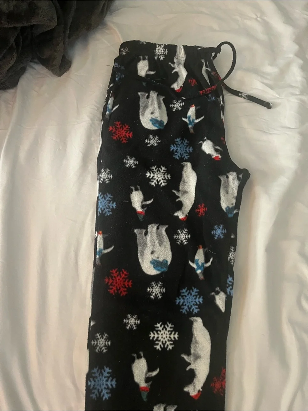 Hollister Kids Black Polar Bear & Snowflake Fleece Scarf